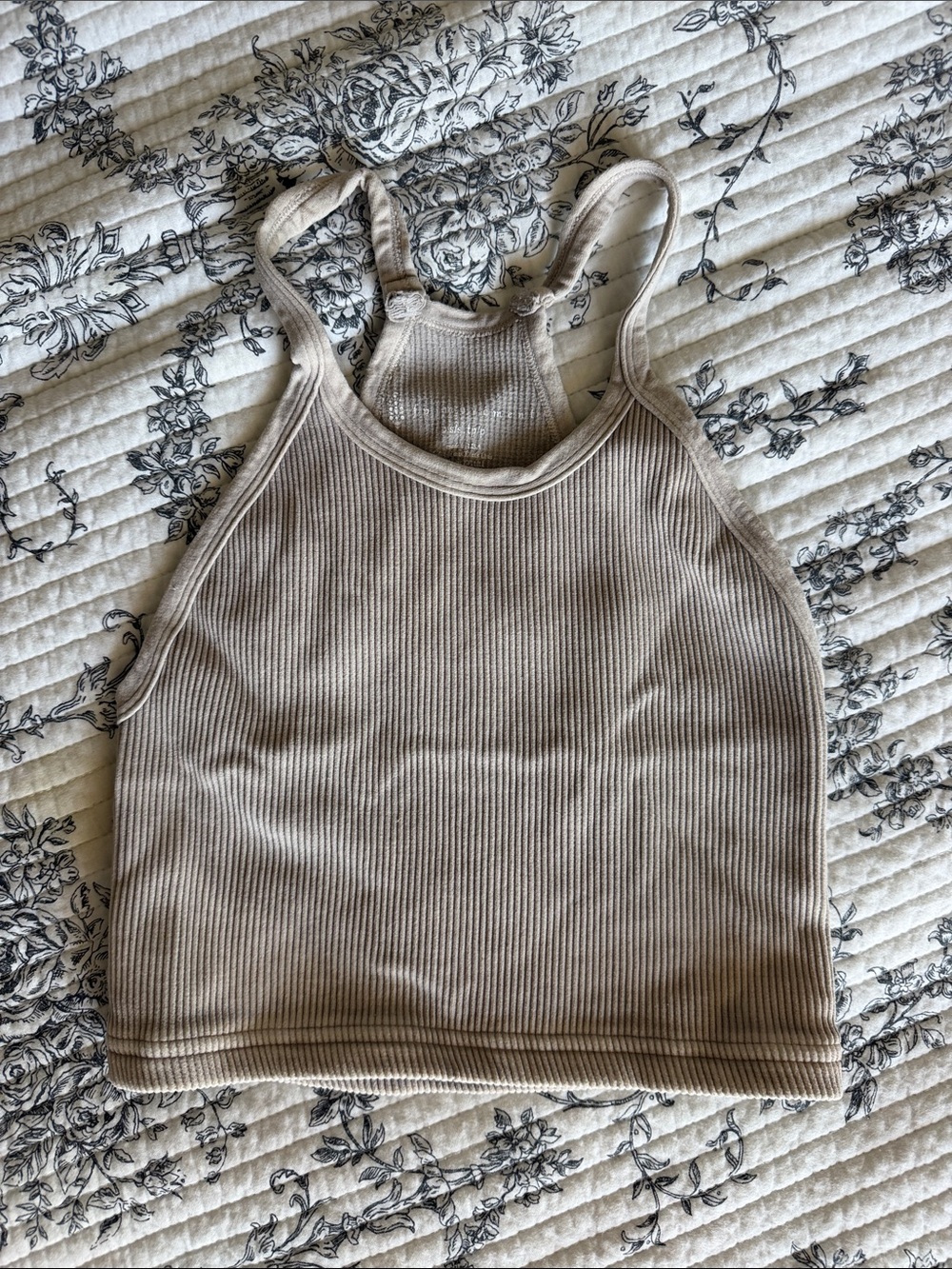 FP Movement by Free People Ribbed High-Neck Crop Top - Taupe